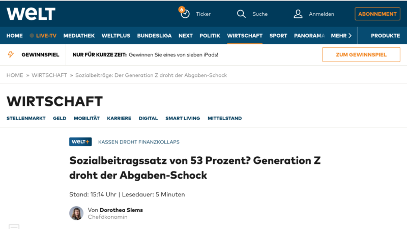Sozialbeiträge, Generation Z droht der Beitragsschock