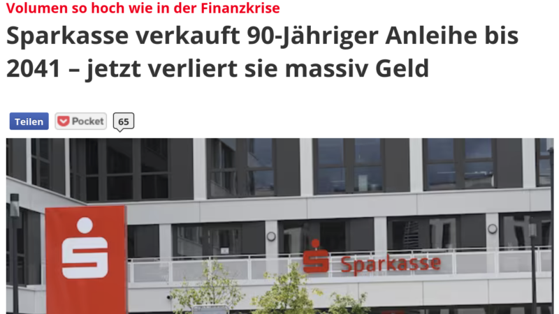 Sparkasse verkauft 90-Jähriger Anleihe bis 2041